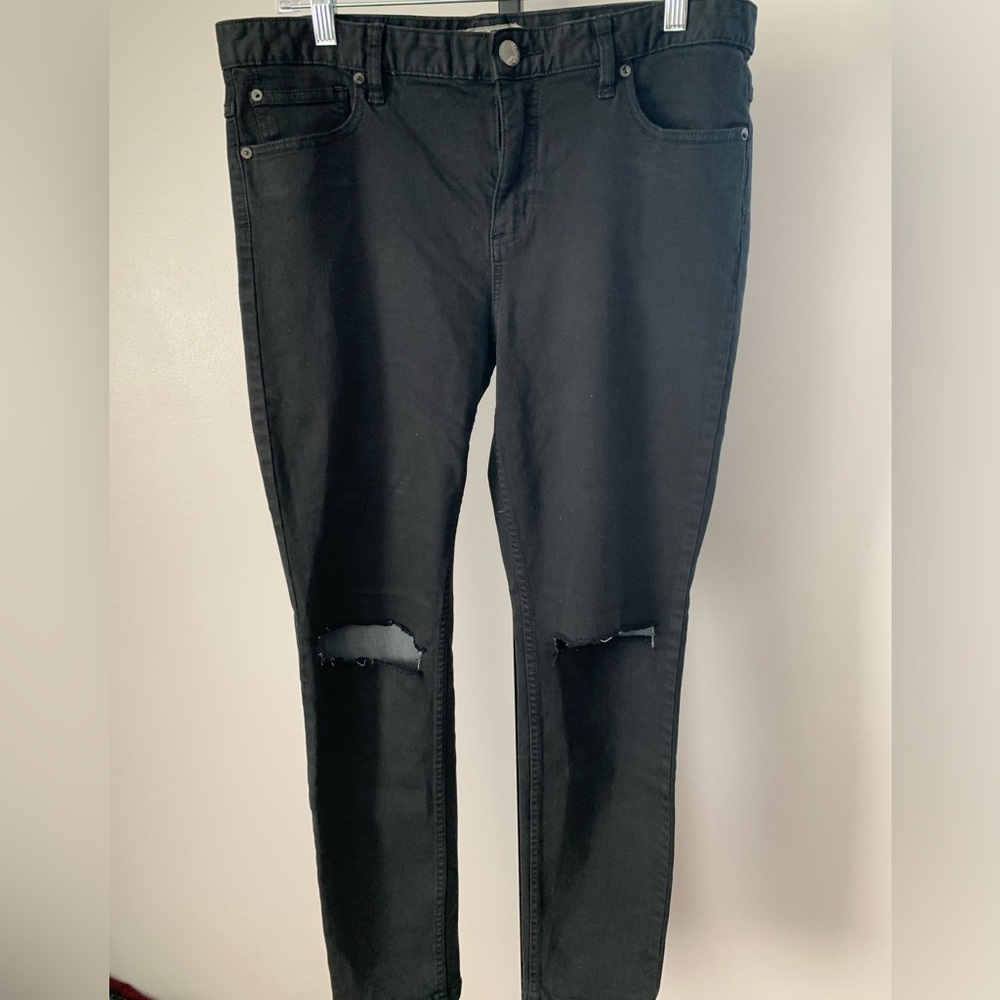 Free People Black Distressed Jeans